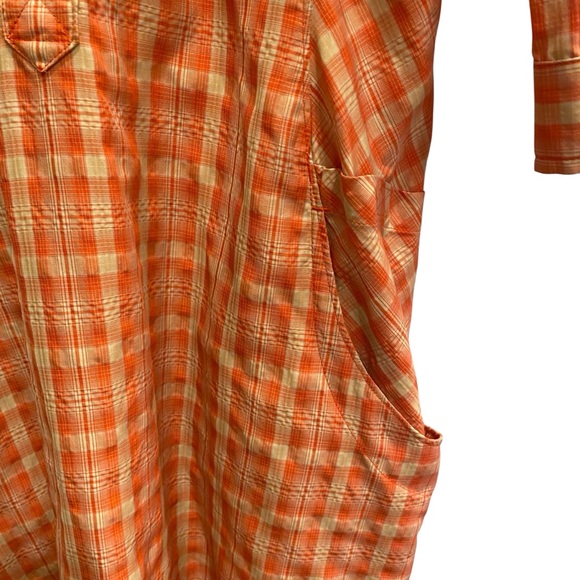Duluth Trading Co Coral/tan Buttoned 3/4 Sleeve Shirt Dress sz M - Picture 3 of 11